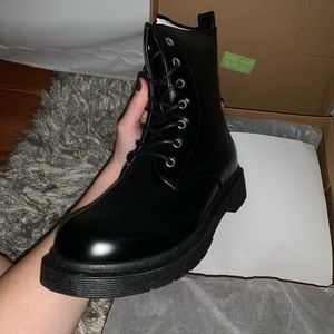 Black combat boots